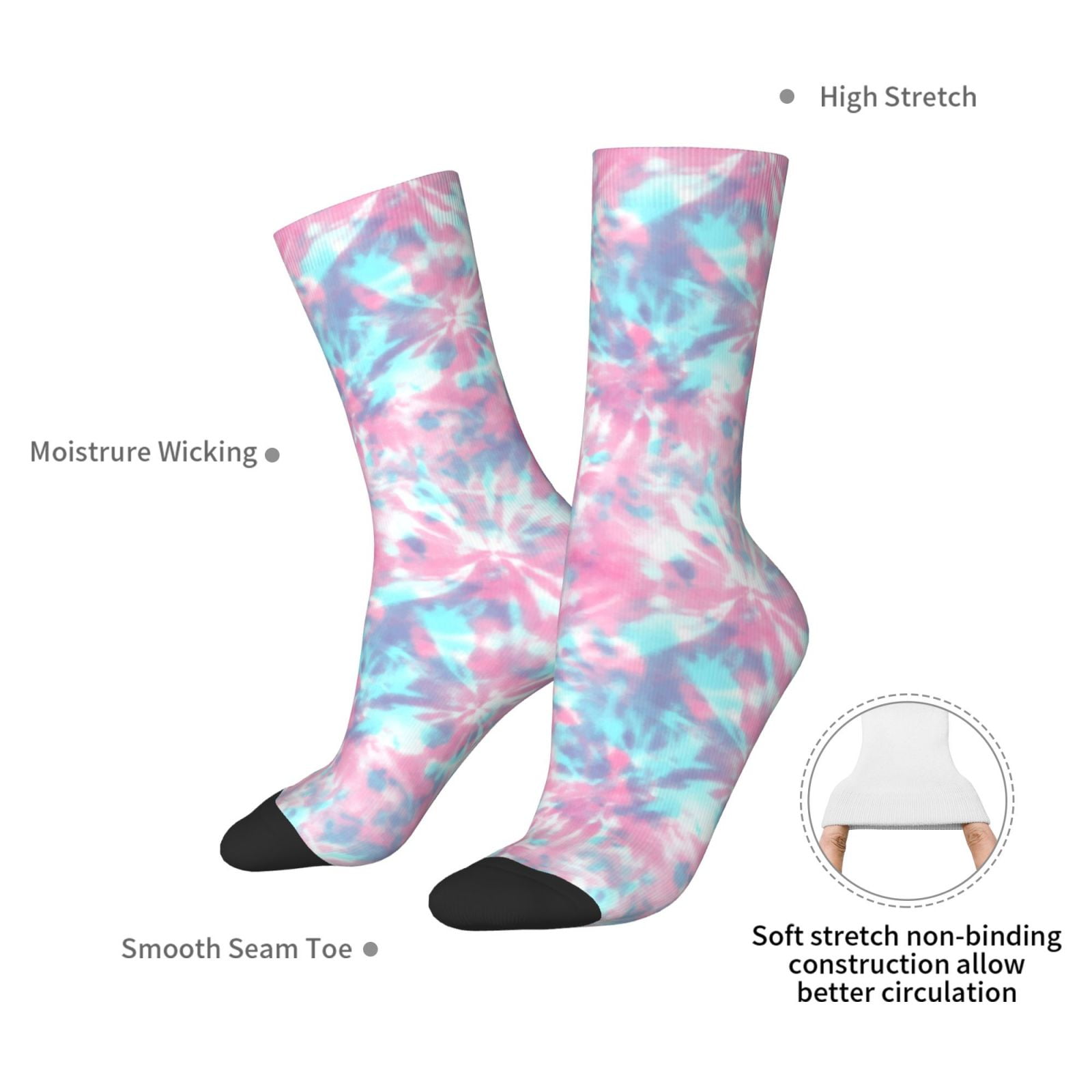 Tie Dye Print Crew Socks For W - Running Gear Youtube review and price