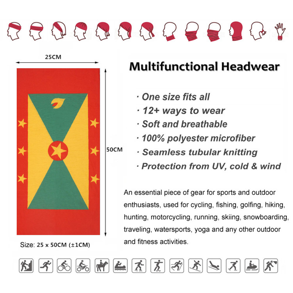 Grenada Flag Pattern Face Band - Running Gear Youtube review and price